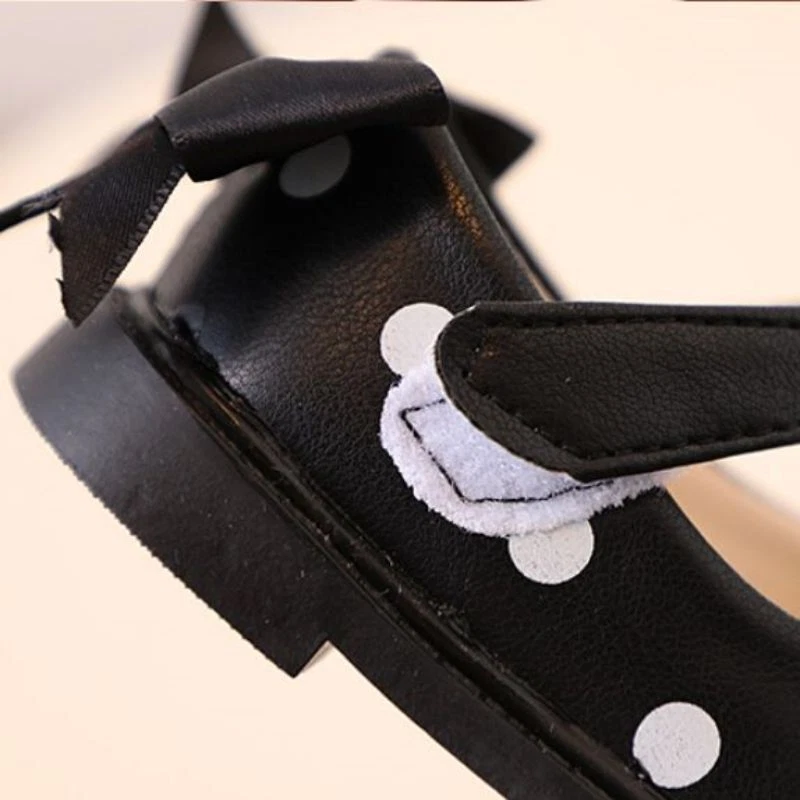 Girls Baby Newborn Bow Party Dot Dress Leather Shoes Toddlers Soft School Flats - Image 4 of 4