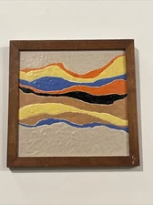Striking Tile Painting Abstract Mid Century Modernism Expressionism Mystery Art