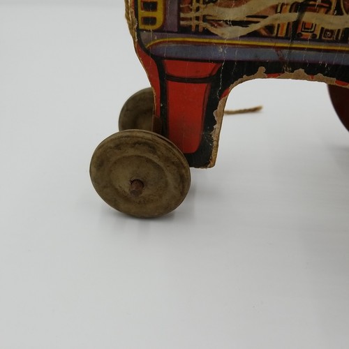 Giocattolo vintage Gong Bell Farm Boy con cane su trattore metallo e legno - Foto 13 di 18