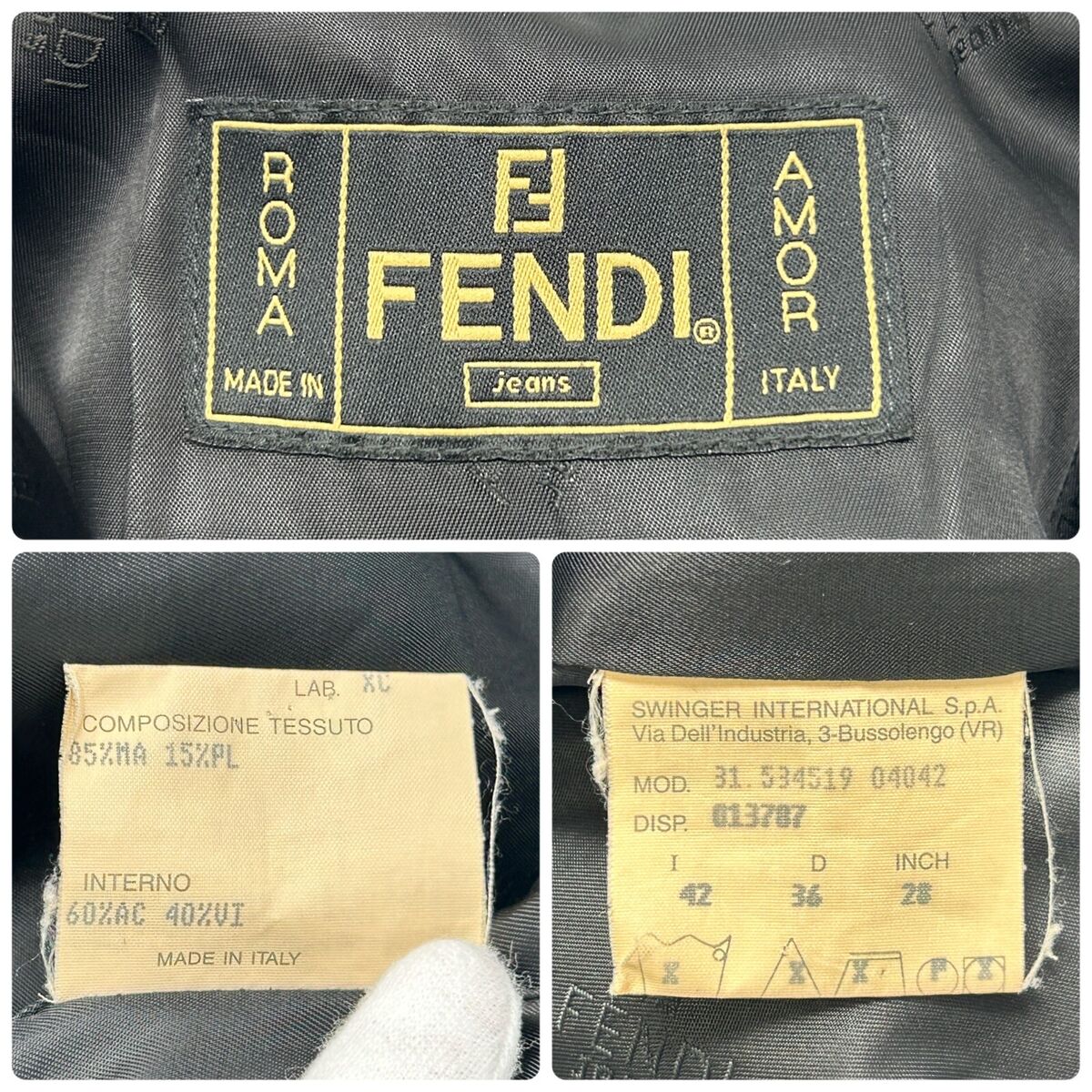 FENDI Vintage Logo Faux Fur Coat #42 Black Modacrylic Jacket FENDI Vintage Logo Faux Fur Coat #42 Black Modacrylic Jacket