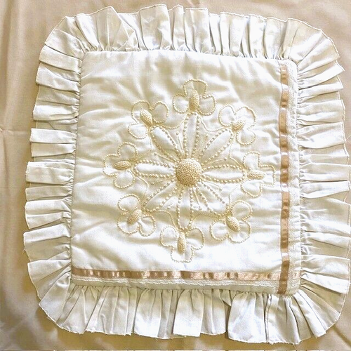 Set 4 copricuscini vintage Candlewick panna fatti a mano leggi - Foto 3 di 15