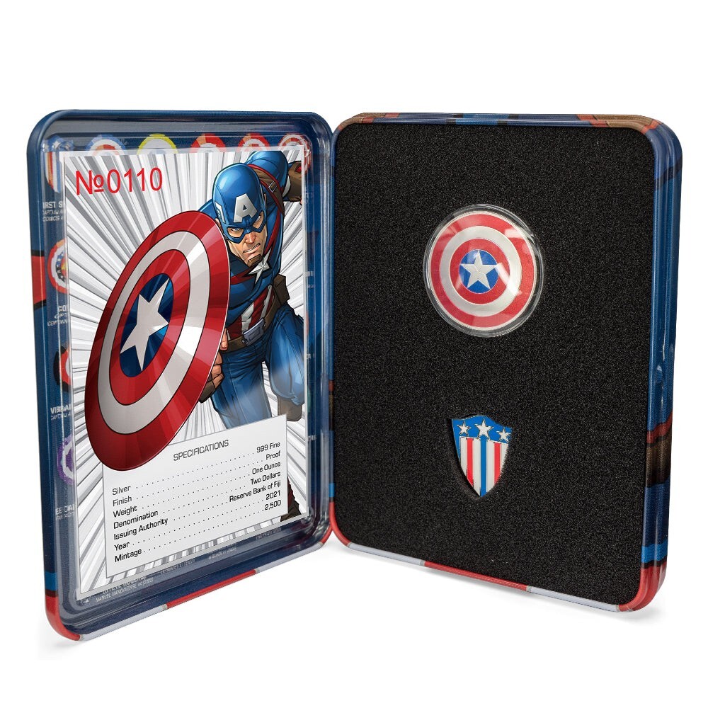 Fiji 2021 2$ MARVEL CAPTAIN AMERICA Shield 1 oz Pure Silver