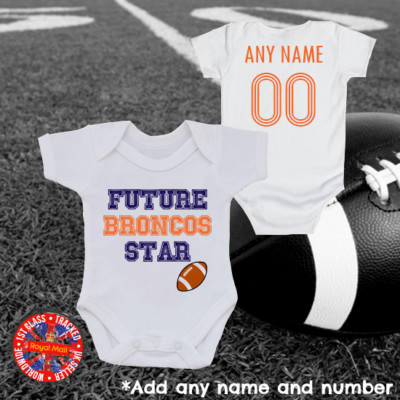 Future Broncos Star Baby Grow, personalisiert USA Amerika Geschenk
