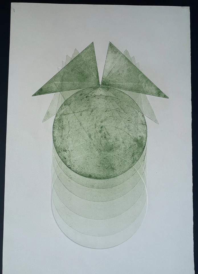 Pol Bury 1922-2005 Eau Forte Couleur 1972 non signée , Abstraction , abstrait - Photo 2/4