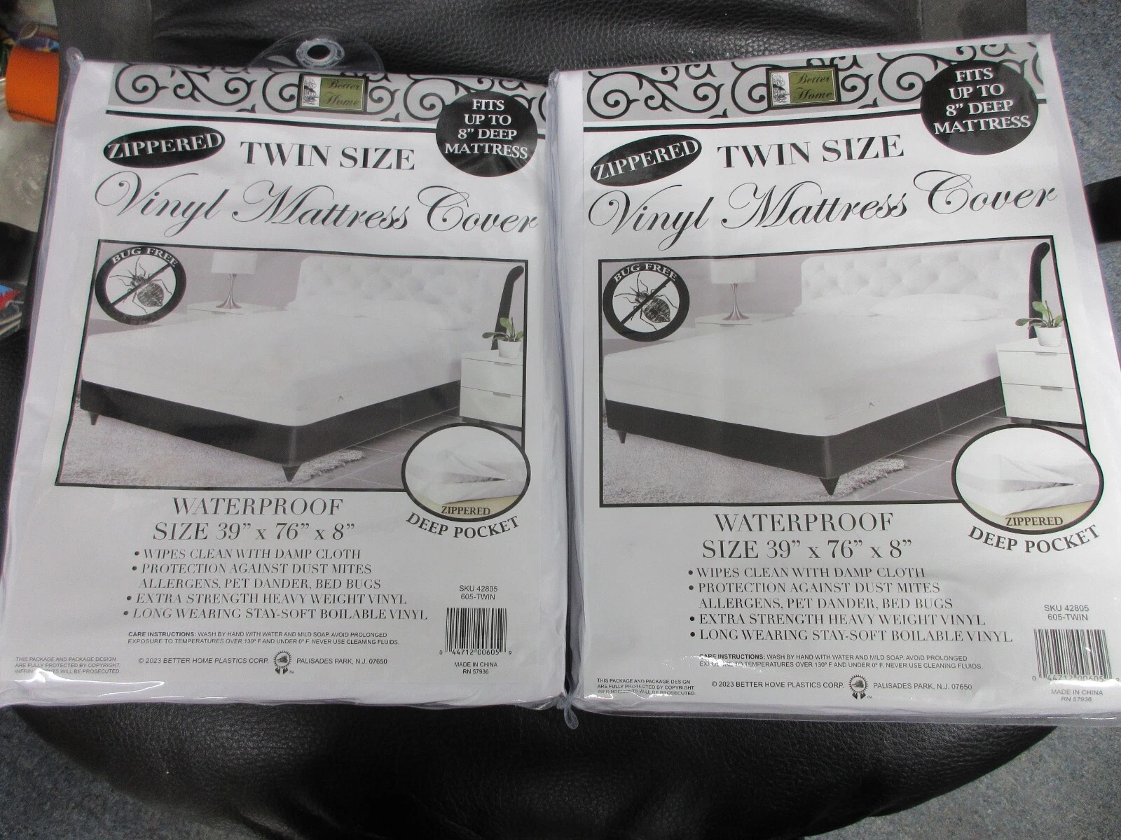 2 Twin Vinyl Zippered Mattres Cover 100% Waterproof Bed-Bug Proof Dust Protector