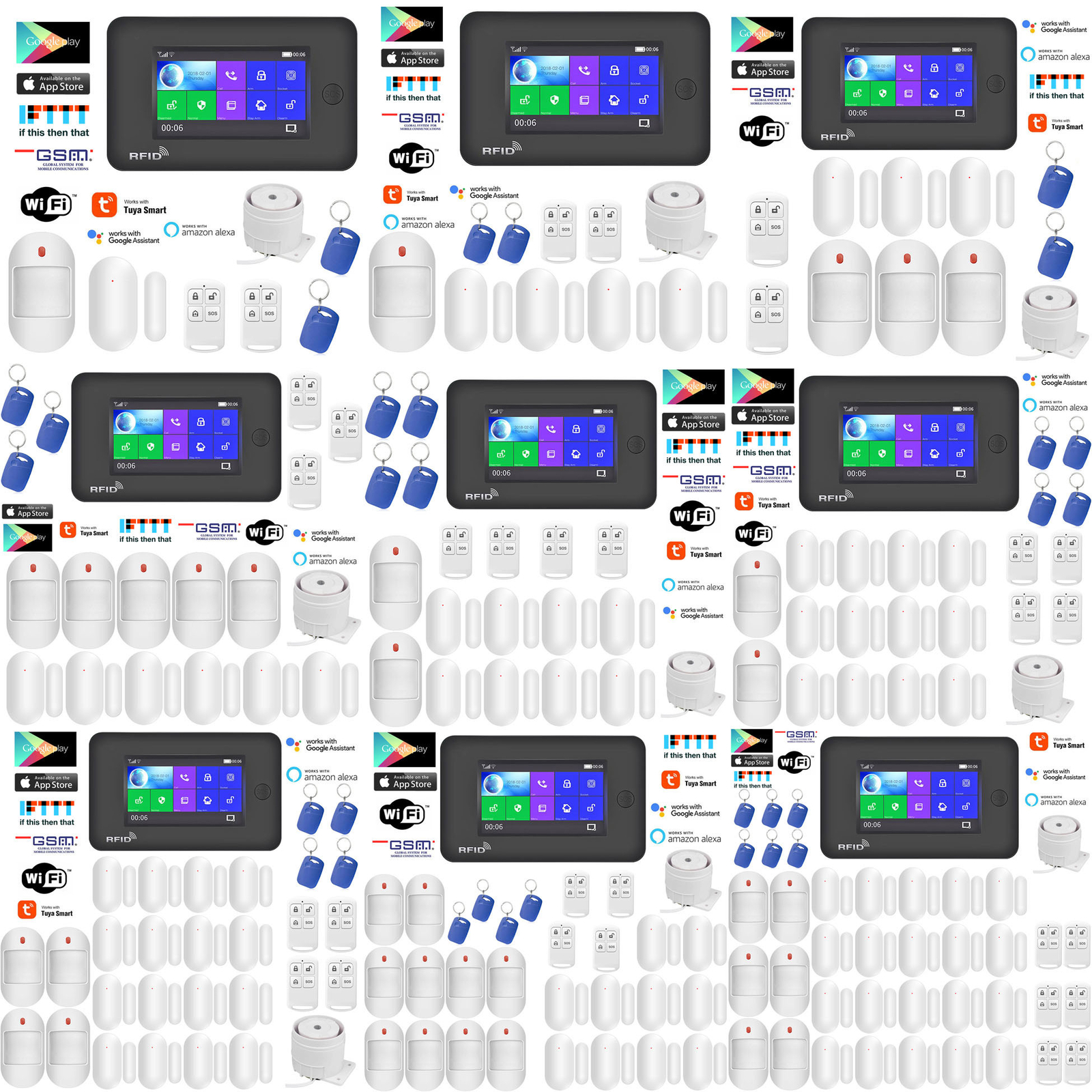 V63 Tuya WiFi APP GSM Wireless Home Security Alarm System+Alexa+Google Assistant