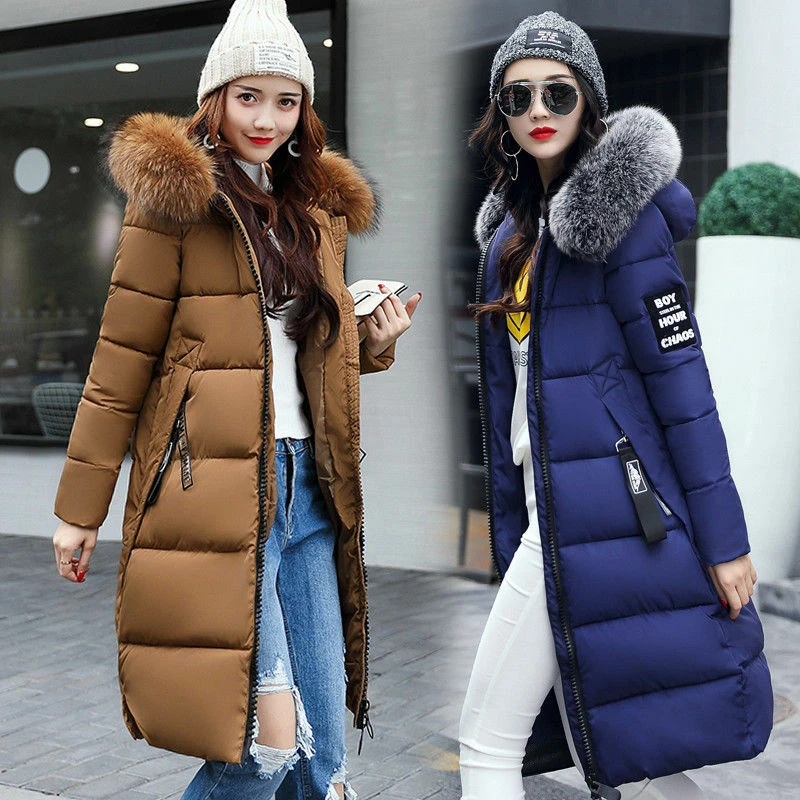 Hot Women's Winter Slim hooded Long Padded jacket Cotton jacket Coat Parka