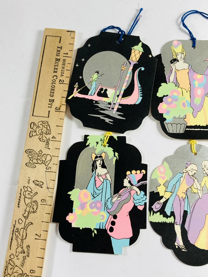 Lote (4) De Colección 1920 Deco Flapper Gibson Halloween Bridge Tally Score Pad Tarjeta Etiqueta Foto 2 de 4
