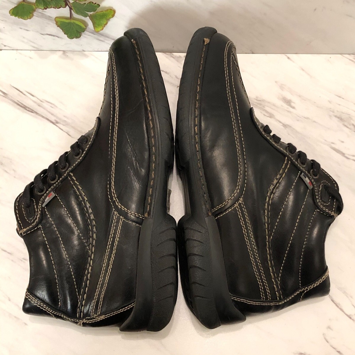 FIRST Mens Leather Ankle Boots Lace Shoes Size 40 (7) Black 