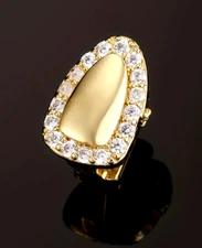 Custom Fit 14K Gold Plated Single Tooth Teeth Grillz Cap CZ Edging + Mold Kit