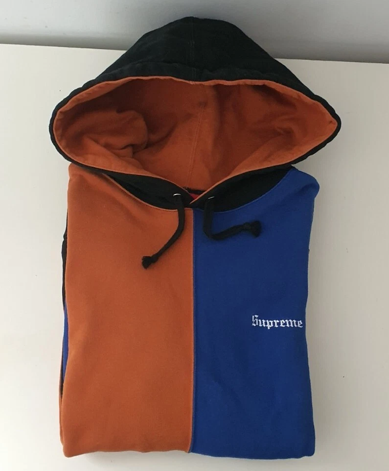Sweat à capuche FW18 Supreme tricolore taille M moyen sweat à capuche noir orange bleu