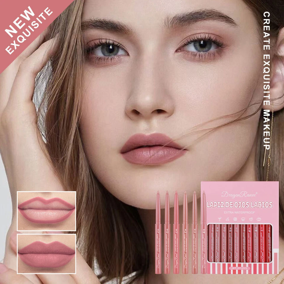 12pcs/Set Waterproof Pencil Lipstick Long Lasting Makeup Matte Lip Liner Pen - Image 2 of 4