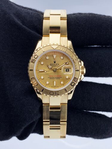 Reloj Rolex Yacht Master 69628 esfera champán oro amarillo de 18 quilates para dama - Imagen 2 de 8