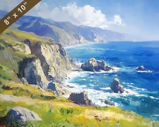 Big Sur with rugged coast oil painting 8x10 Print