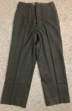 Vtg Green Military Wool Trousers Pants Button Fly Flap Back Pockets 30 x 28.5  