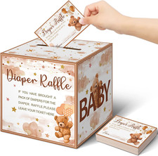 51 Pcs Diaper Raffle Box for Baby Shower Diaper Raffle Tickets with Box Cards Ba