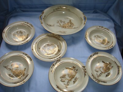 noritake Porzellan Pagode Obst Set groß plus 6x kleine Schalen Schalen Vintage 