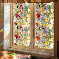 3D Flower Window Film Home Privacy Frosted Static Cling Stained Glass Sticker