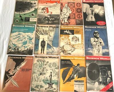 LOT OF 12 SCIENCE WORLD MAGAZINE 1958 one issue predicts a future rocket to Mars