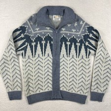 Vtg London Fog Sweater Mens Large Full Zip Knit Winter 90s Grandpa USA Made