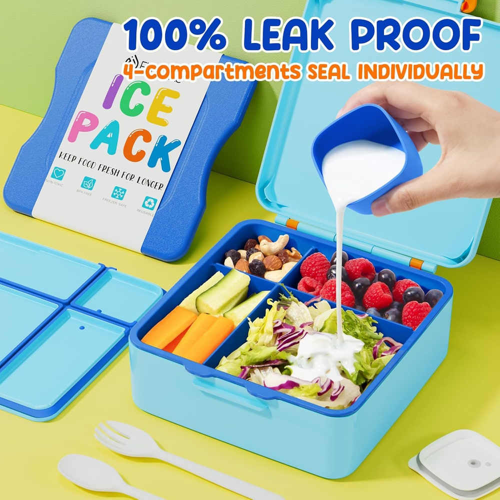Insulated Leakproof Bento Lunch Box with Ice Pack for Kids and Adults Insulated Leakproof Bento Lunch Box with Ice Pack for Kids and Adults