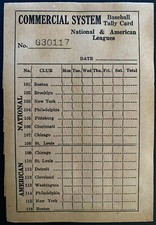 Vintage Baseball Tally Card NL  AL Commercial System Booklet Betting Card MLB