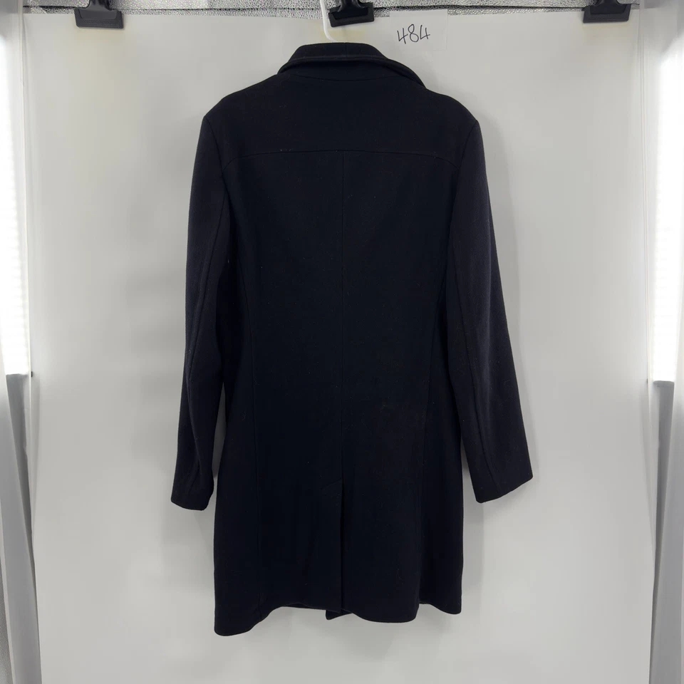 REISS Wool Blend Asymmetrical Zipper Coat in Black Size L - Image 3 of 4