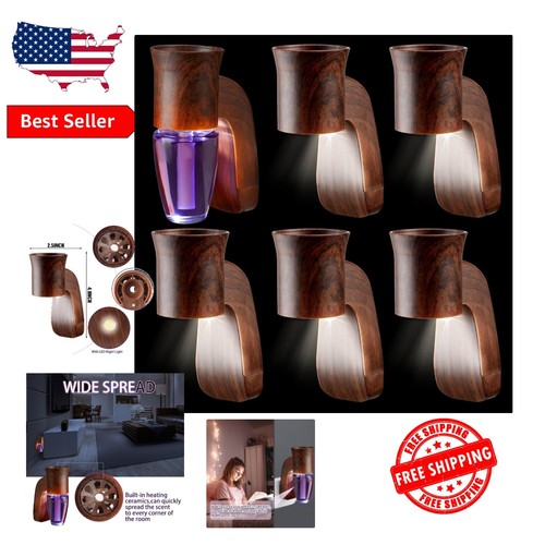 Elegant Night Light Diffuser Set - 6 Rustic Wall Fragrance Plug-ins Included