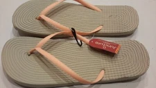 Juncture Women Rubber Flat Flip Flop Beige/Pink Beach Sandals Size XL (11-12) 