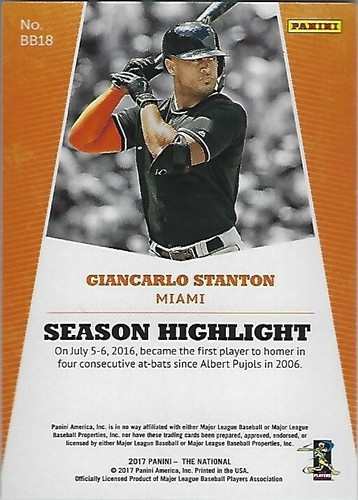 2017 Panini National Convention Rapture #BB18 Giancarlo Stanton 21/99 - Picture 2 of 2