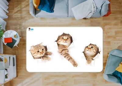 3D Cute Cat Naughty NAO10632 Game Rug Mat Elegant Photo Carpet Mat Fay