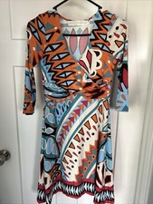 Tracy Negoshian Tri Every Angle Geometric Print Dress XS Colorful 3/4 Sleeves