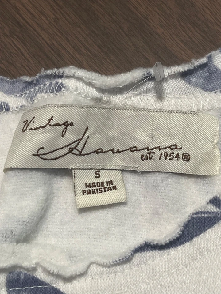 Vintage Havana Blue & White Floral Cropped Tank Top Womens Small - Image 4 of 4