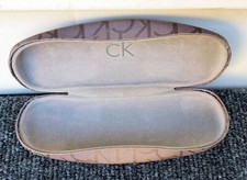 Calvin Klein Gray Monogram Clamshell Glass Case EUC 