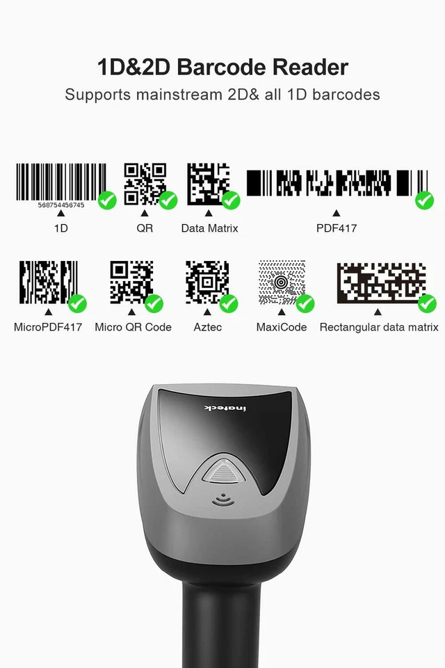 Inateck 1D/2D Bluetooth Barcode Scanner Wireless mit intelligenter Ladestation - Bild 2 von 4