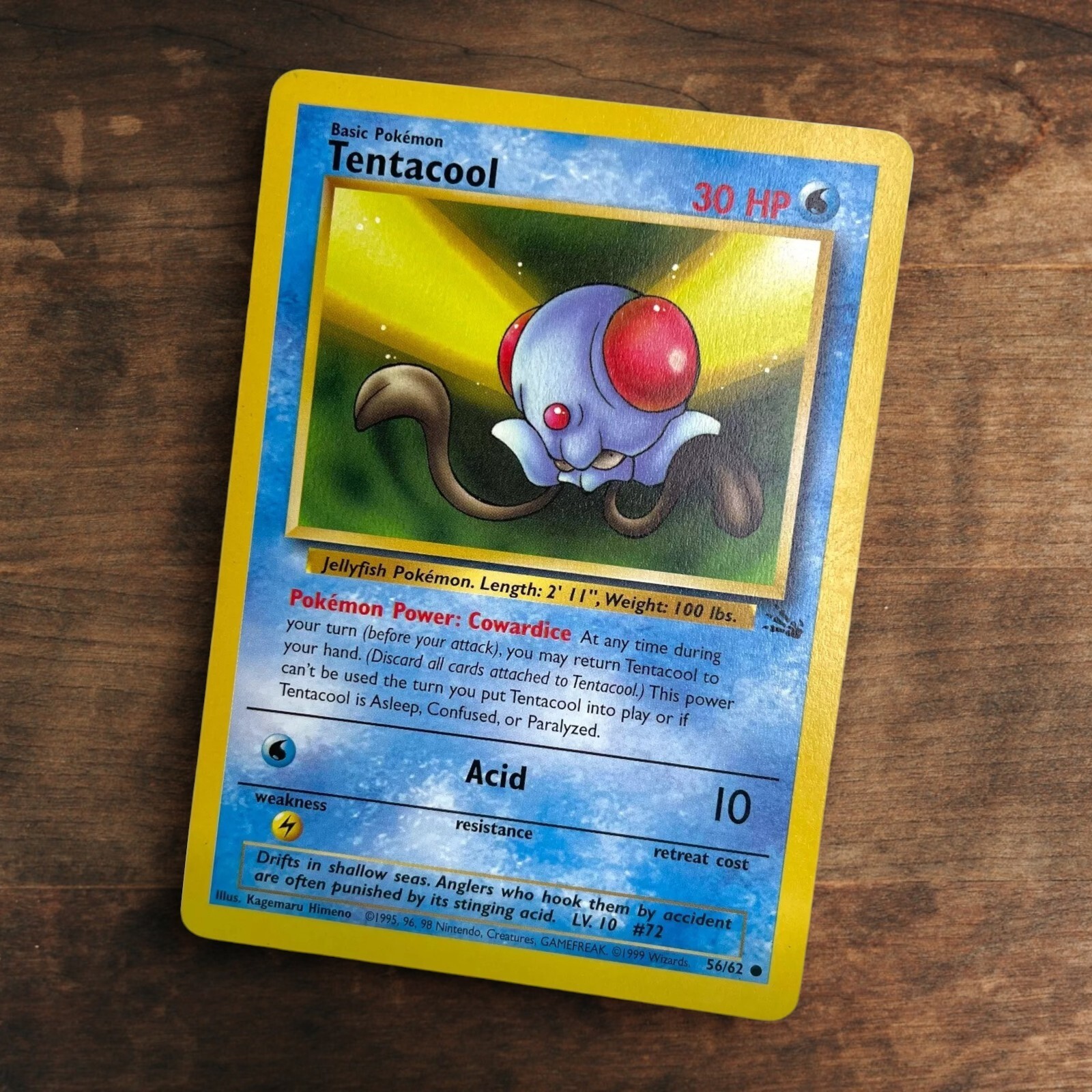 Tentacool 56/62 Common Near Mint Pokemon TCG Fossil Vintage