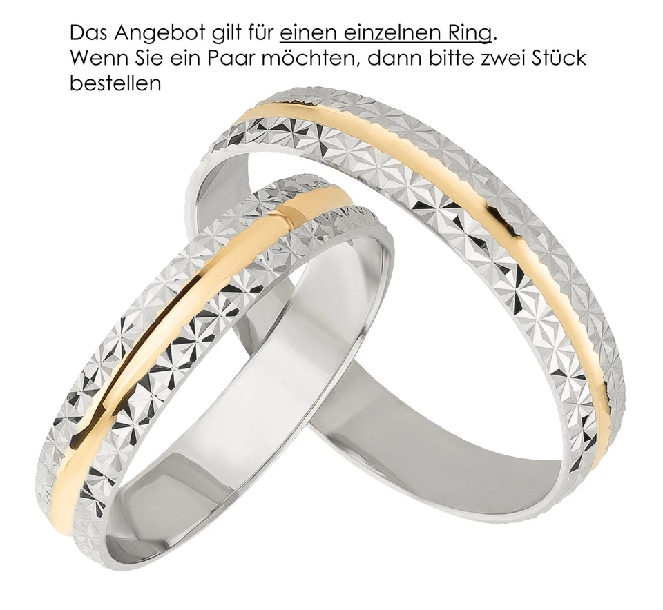 Goldring Trauring 375 Gold bicolor Weißgold Vintage-Stil Verlobungsring Ehering - Bild 2 von 4