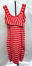 Jessica Simpson Women's Fitted Dress XS Stripe Hot Coral JS3S4720 Night Out Dres