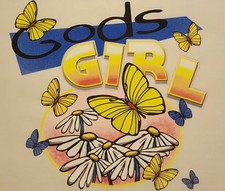 CHRISTIAN GOD'S GIRL BUTTERFLIES FLOWERS JESUS SHIRT 1144 FRONT PRINT