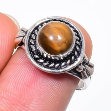 Brown Tiger's Eye Gemstone Handmade 925 Sterling Silver All Size Ring For Gift