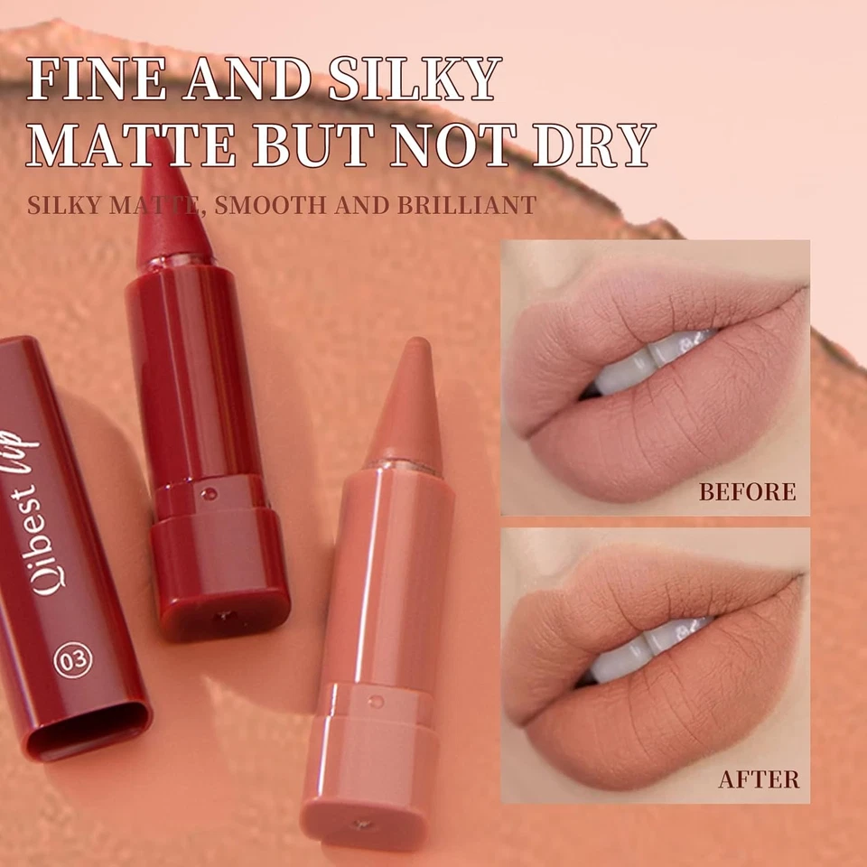 6 Stück/Set 2 in 1 Lip Liner & Lippenstift-Set mit Farbverlauf, Ombre-Effekt Samtig...  - Bild 4 von 4