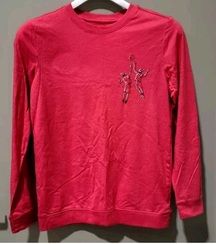 T-shirt rossa Cat & Jack ragazzo piccolo 6/7 robot basket stampa fronte/retro manica lunga - Foto 1 di 2