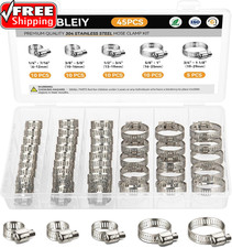 45PCS Hose Clamp Assortment Kit - Stainless Steel Hose Clamps with Worm Gear, Ad