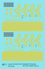 K4 HO Scale Decals CNJ Jersey Central Lines ALCO/Baldwin RS Locomotive Yellow