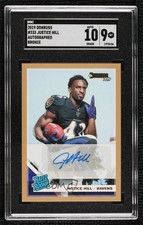 2019 Donruss Rated Rookie Press Proof Bronze Justice Hill SGC 9 MINT Auto zt7