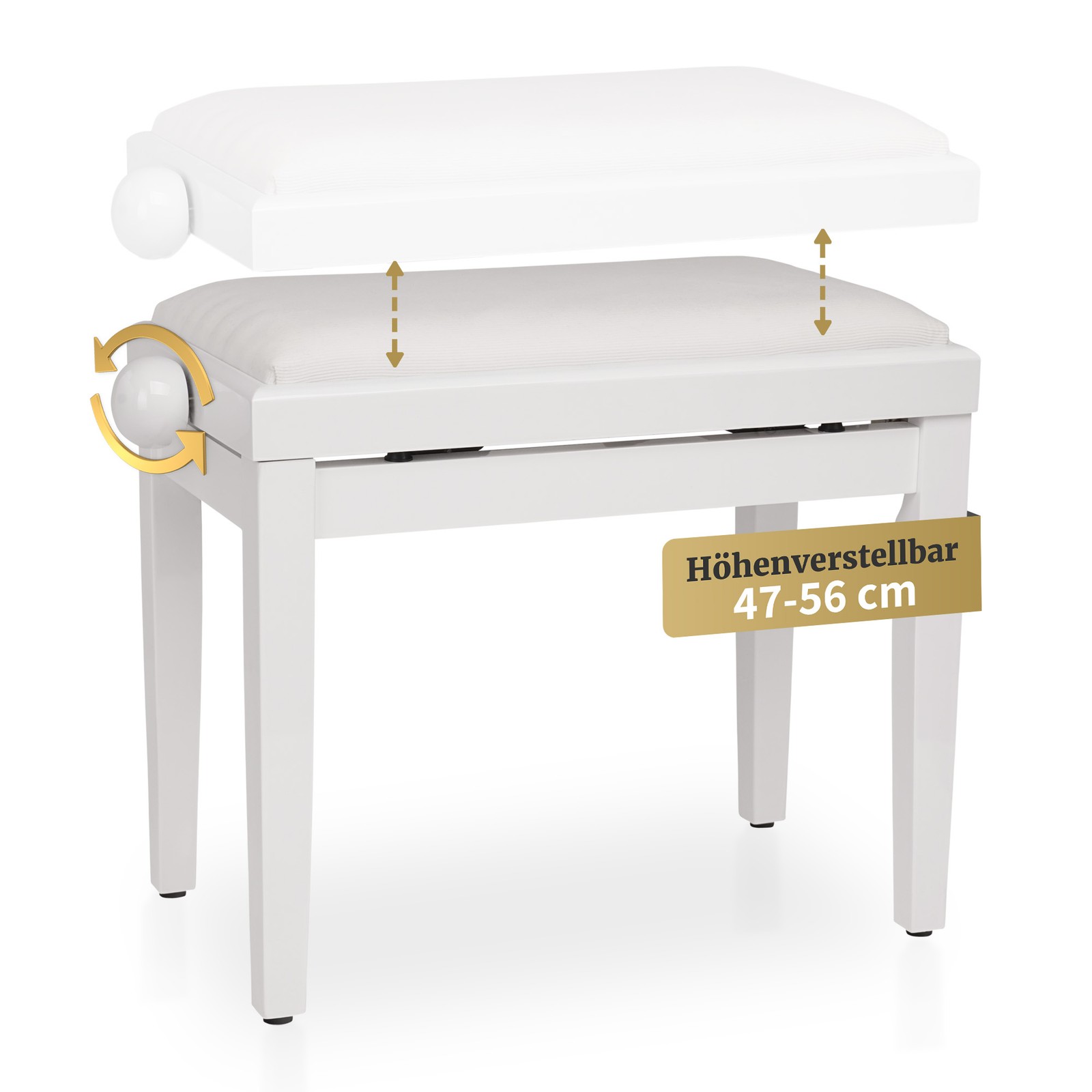 Panchetta per Pianoforte Sgabello Tastiera Sedia Altezza Regolabile Bianco Lucid