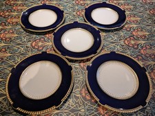 Soho Pottery Ambassador Ware Cobalt Blue Fondeville Pattern Plates 9 Inch x 5