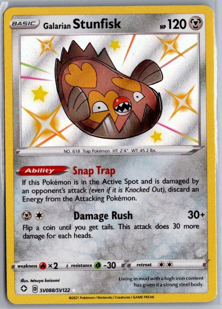Galarian Stunfisk Shiny Holo Rare Holo Shining Fates: Shiny Vault SV088/SV122 NM