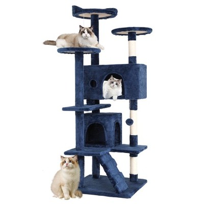 FDW | 54'' Cat Tree Tower | Dark Blue | Multi-Level Indoor Activity