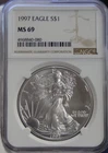 1997 US Silver Eagle $1 NGC MS69 Semi Key Date